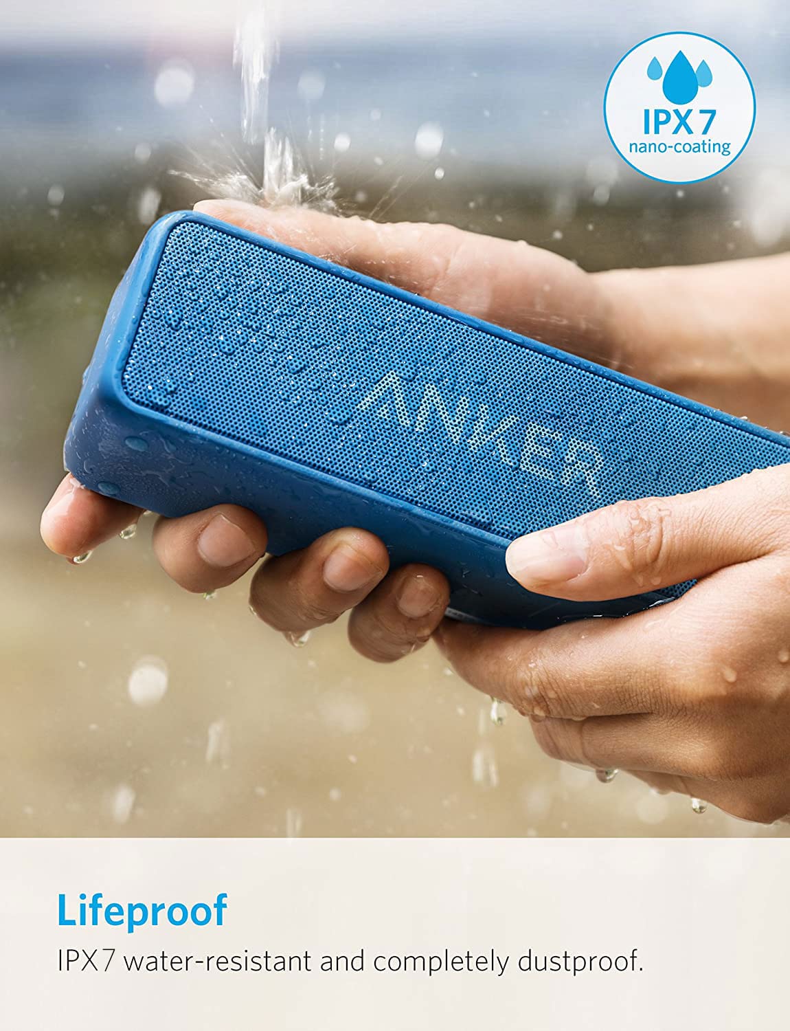 Anker SoundCore 2 Portable Bluetooth Speaker with Better Bass, 24-Hour Playtime, 66ft Bluetooth Range, IPX7 Water Resistance & Built-in Mic, Dual-Driver Wireless Speaker (Red) - PuriLite