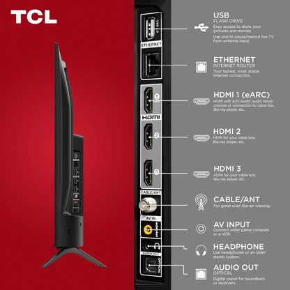 TCL 65-Inch Class S4 4K LED Smart TV with Fire TV (65S450F-CA), Dolby Vision HDR, Dolby Atmos, Alexa Built-in, Apple Airplay Compatibility, Streaming UHD Television, Black - PuriLite