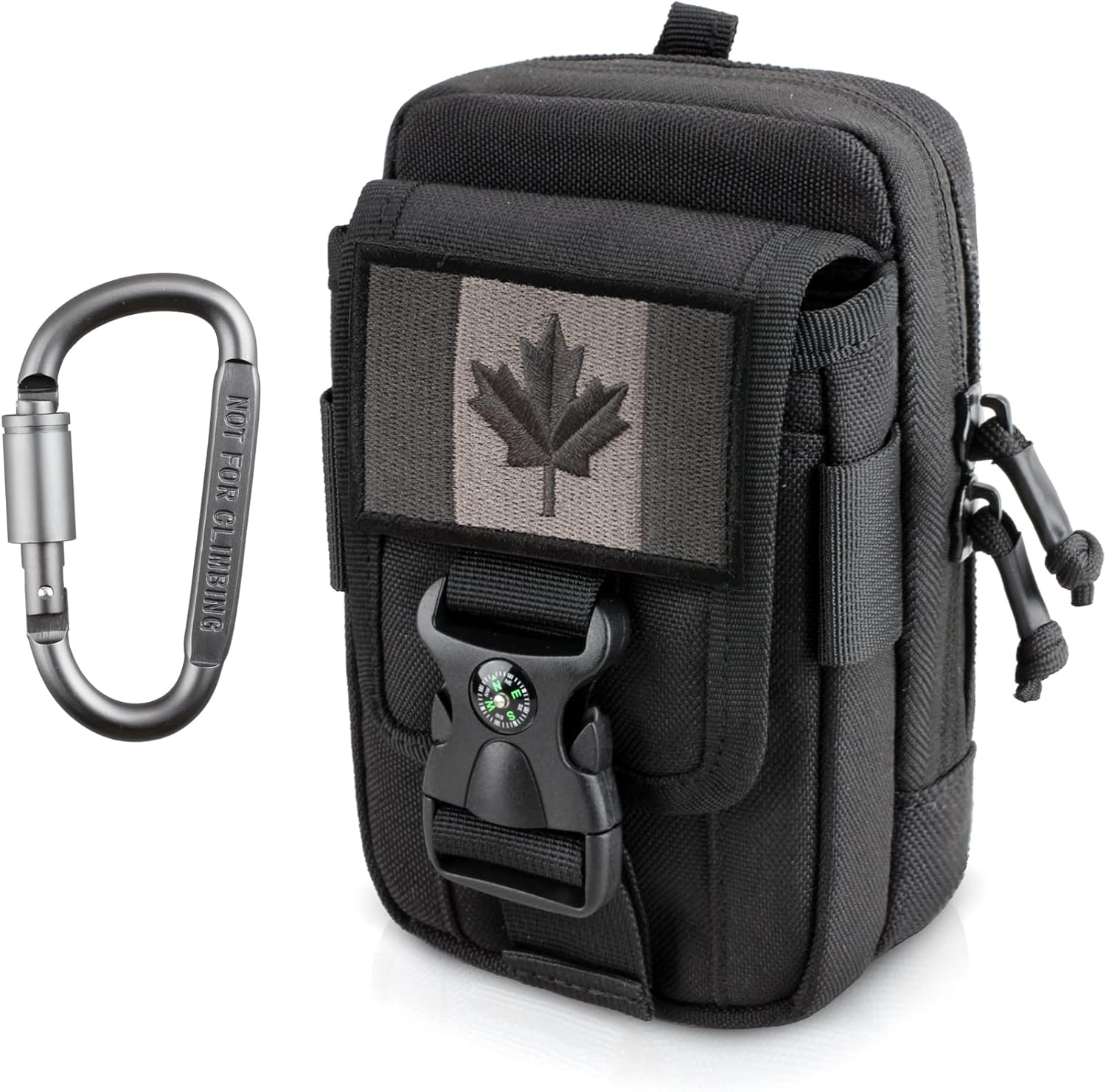 WYNEX Tactical Compass Phone Pouch, Large Molle Smartphone Holster Case Double Capacity Small Utility EDC Pouch with Compass Buckle and Carabiner - PuriLite