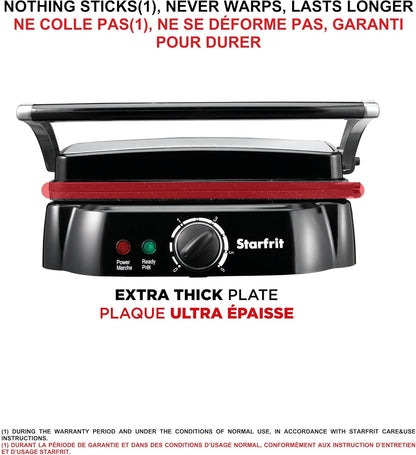 Starfrit The Rock Panini Press - Rock.Tec Non-Stick Reversible Plate - Opens 180 Degrees - Adjustable Temperate Control - PuriLite