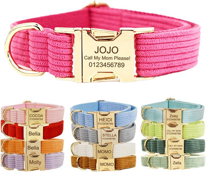Custom Dog Collar with Metal Buckle - Pet Collars Personalized with Name and Phone Number (Plaid) - PuriLite