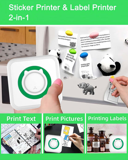 Label Maker - Mini Portable Sticker Printer with 13 Rolls Self-Adhesive Thermal Papers, Labeller Machine for Home Office Study Business Texts Journal, Blue - PuriLite
