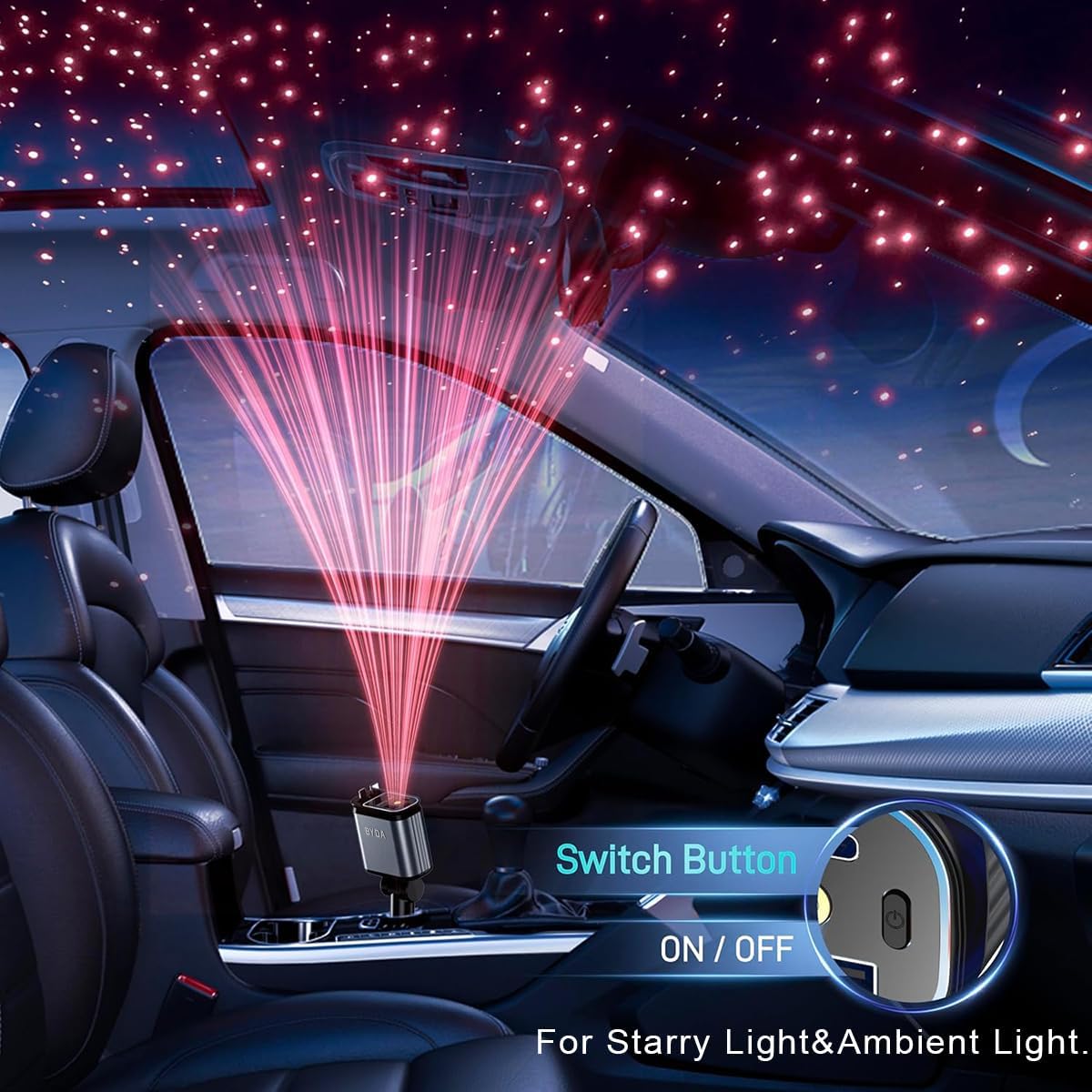 4 in 1 Retractable Car Charger 69W with Starry Light,69W Fast Charging USB C for iPhone 16/15/14/13/12,Pixel, Cigarette Lighter Charger,180° Adjustable Plug,Multi-Device Support - PuriLite