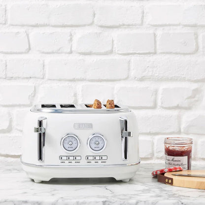 Haden Dorset 75083 Stainless Steel 1500W Retro Toaster 4 Slice Wide Slot w/Removable Crumb Tray and Settings, Black/Copper Toasters w/Adjustable Browning Control, Smart Toaster - PuriLite
