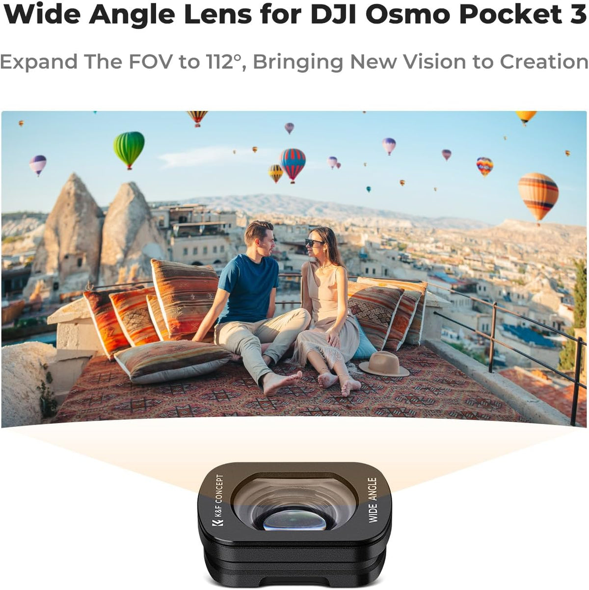 K&F Concept Wide-Angle Lens Compatible with DJI Osmo Pocket 3, Magnetic Attach/Multi-Coated/Optical Glass - PuriLite