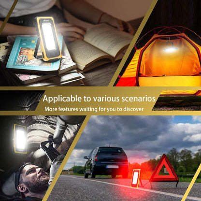 WARSUN Led Work Light Rechargeable, Portable Magnetic Work Light, LED Flood Light Waterproof for Outdoor Camping Hiking Emergency Car Repairing (USB + Solar Charging, Blue) - PuriLite