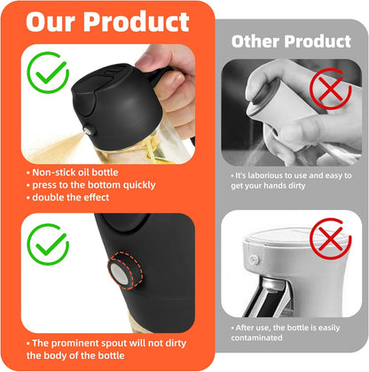 Purilite Select 470ml Glass Oil Sprayer &amp; Dispenser Bottle – 2-in-1 Flip Top - PuriLite