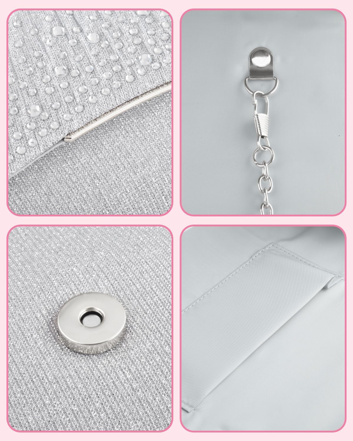 Formal Clutch Purses for Women Evening, Cocktail Clutch Bags Sparkling Shoulder Envelope Party Handbags - PuriLite
