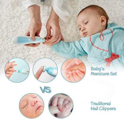 Baby Nail Trimmer File Electric Safe Nail Clippers with Light for Newborn or Toddler Toes and Fingernails (Blue) - PuriLite
