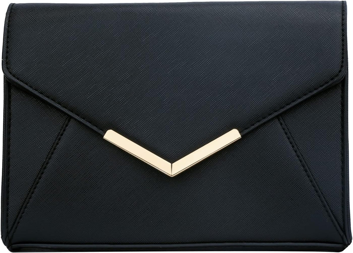 KKXIU Women Elegant Faux Leather Evening Envelope Clutch Purse Foldover Bags for Party Wedding Prom - PuriLite