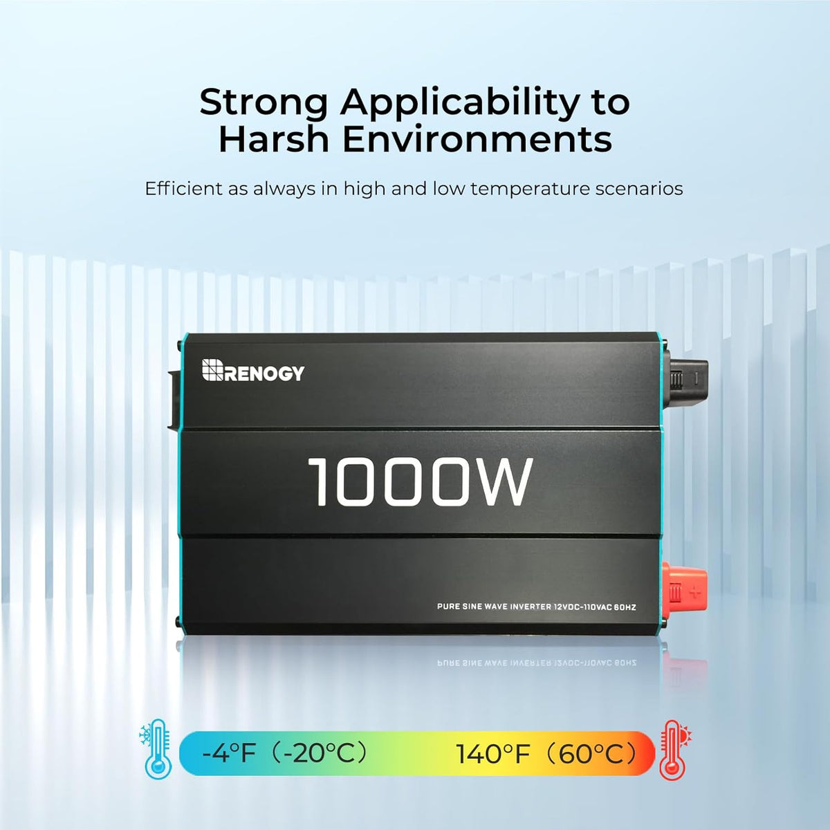 Renogy Pure Sine Wave Inverter 1000w Power Inverter DC 12v to AC 110v, Solar Inverter 12v to 110v Converter with 5V/2.1A USB Port, 2 AC Ports, Remote Controller - PuriLite
