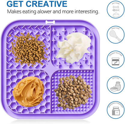 2 Pack Licking Mat for Dogs & Cats with Suction Cups, Dog Slow Feeder Lick Pat for Anxiety Relief, Dog Toys Feeding Mat for Butter Yogurt Peanut, Pets Bathing Grooming Training Mat - PuriLite