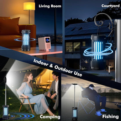 PALONE Bug Zapper, 4000mAh Electric Bug Zapper with LED Light, Retractable Fly Zapper with 3 Levels of Lighting Intensity Used for Indoor Outdoor - PuriLite