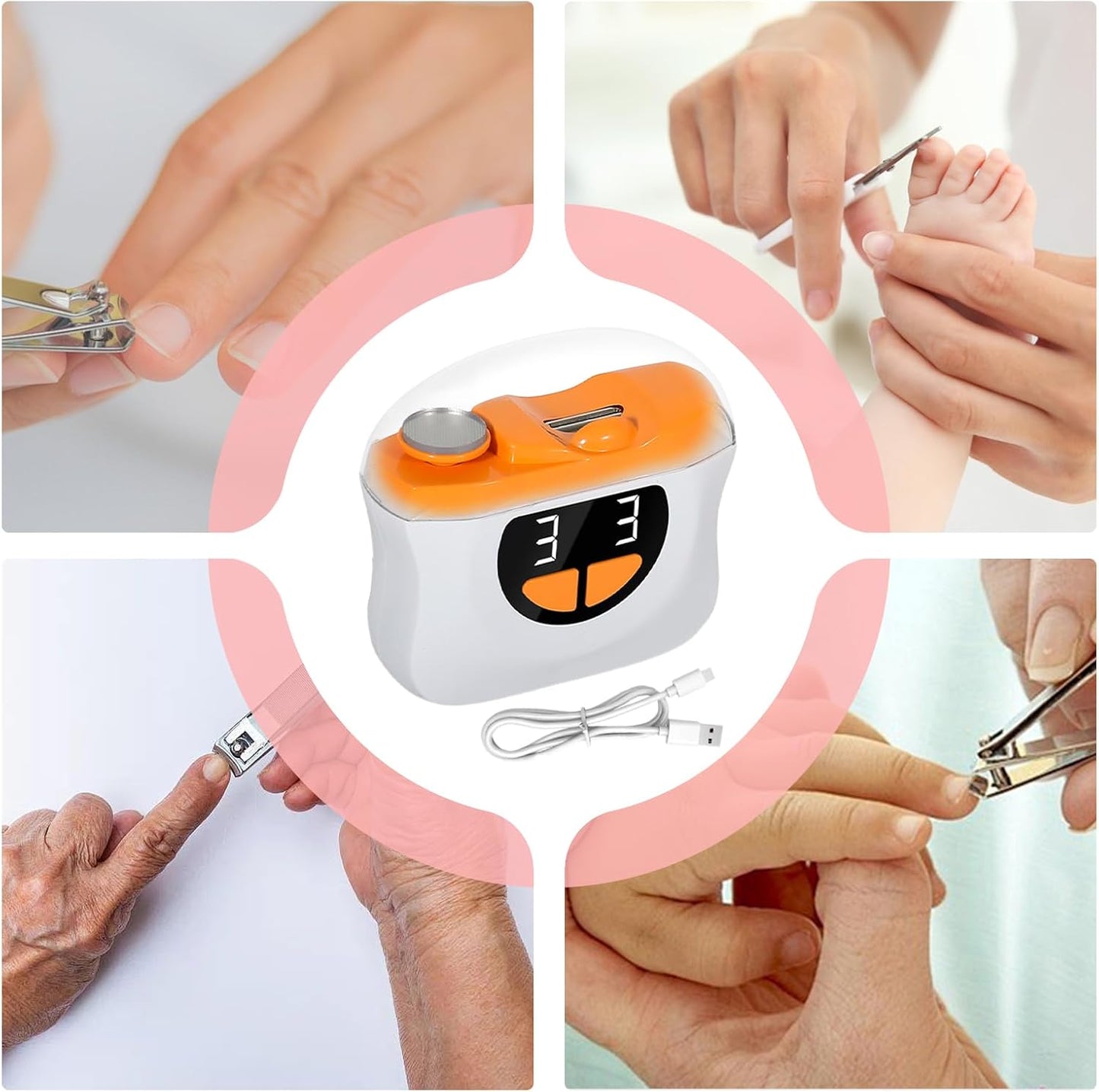 Electric Toenail Clippers  Automatic Fingernail Cutter – 3 Gears with LED Light & Scrap Storage - PuriLite