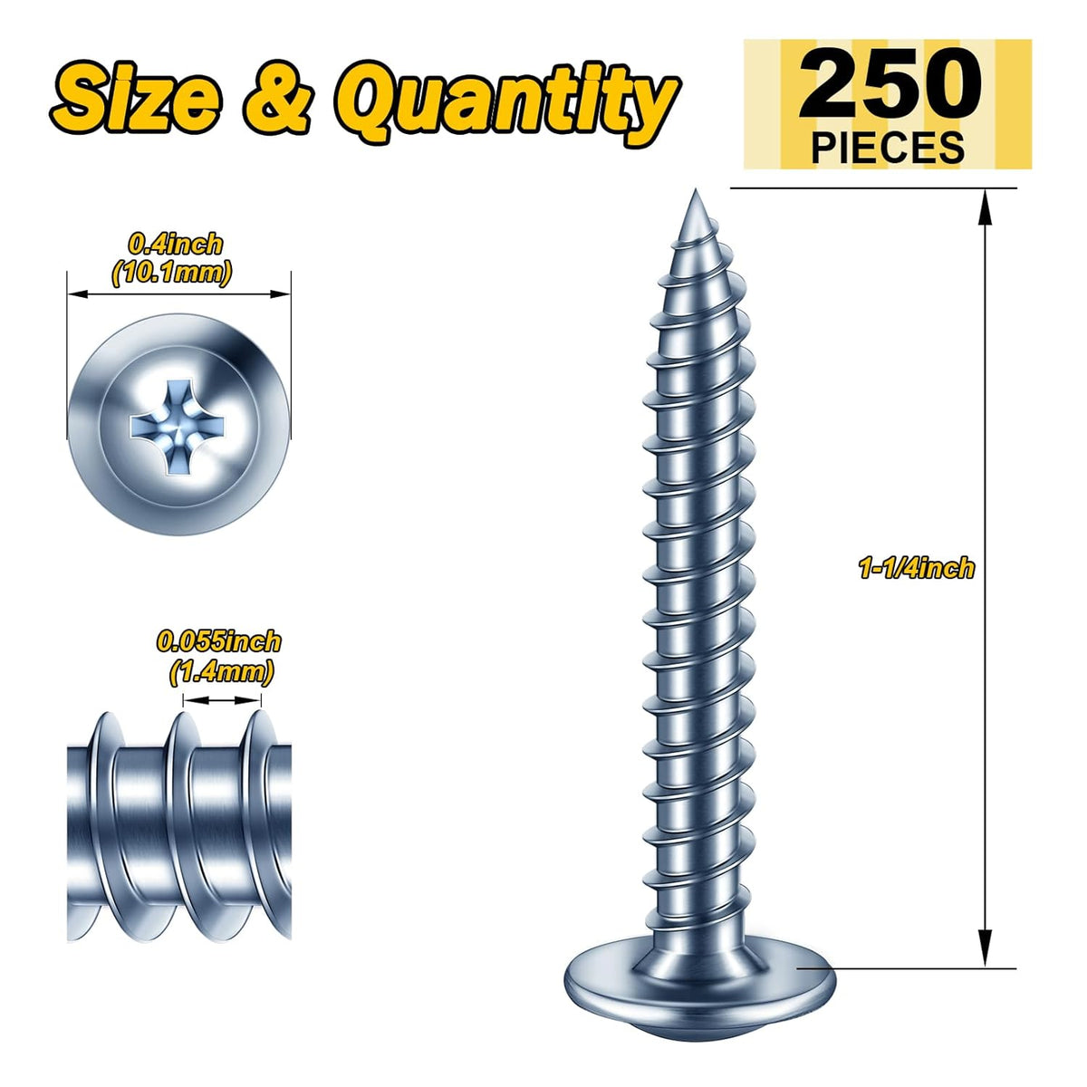 150Pcs #8 × 2" Black Screws for Wood, Phillips Truss Head Wood Screws, Quick Metal Self Tapping, Zinc Plated Steel, Truss Head Screws by Mywish - PuriLite