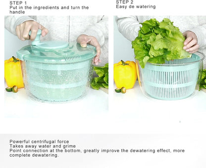 Salad Spinner, 5L Manual Lettuce Spinner, Fruit Washer Spinner, Fruit Dryer Spinner, Fruit Spinner Dryer, Salad Dryer, Vegetable Washer for Home Kitchen Washing & Drying - PuriLite