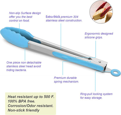 Purilite Select Silicone &amp; Stainless Steel Kitchen Tongs - PuriLite