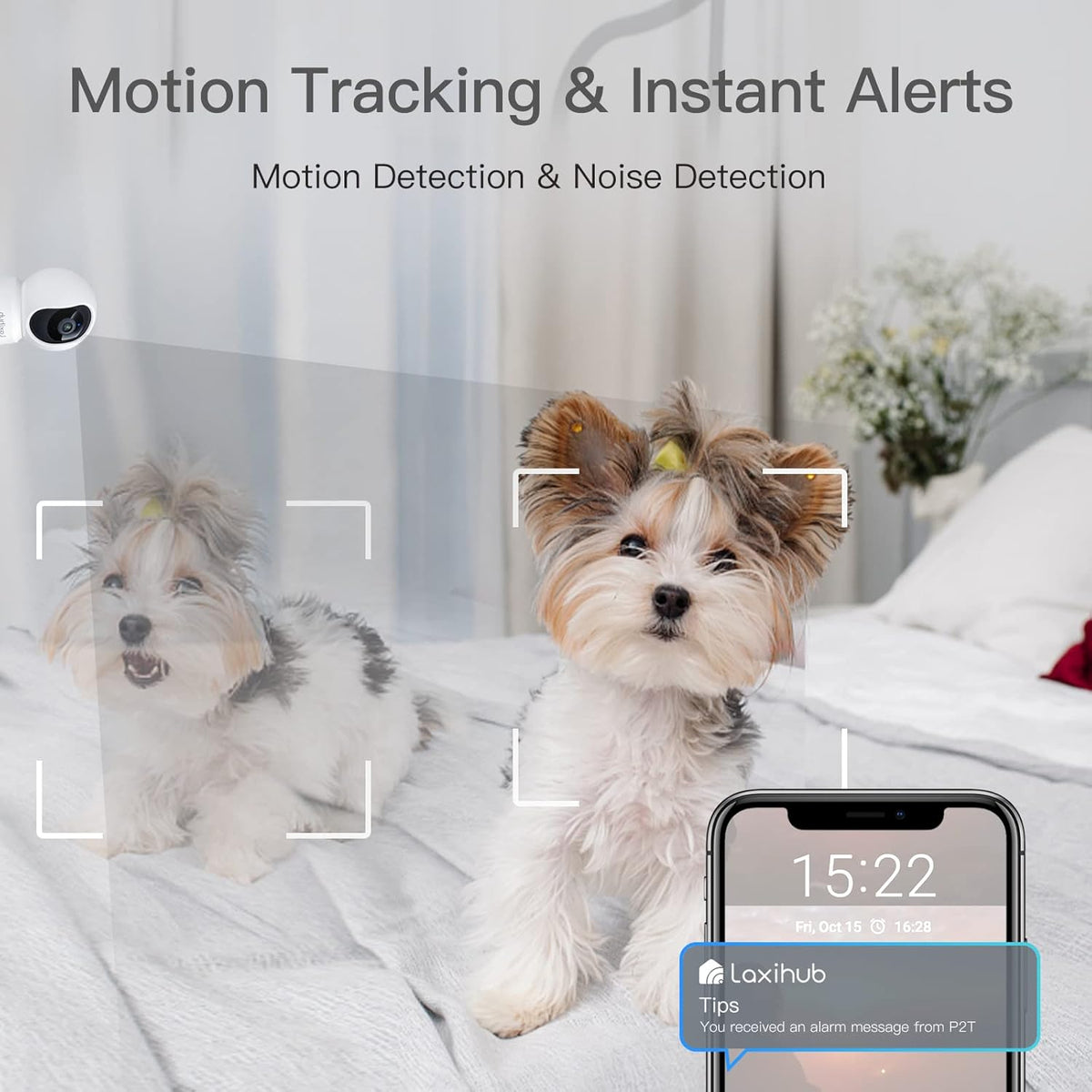360° View 2K Pet Camera with Phone App, Indoor Security Camera, P2T Baby Monitor, Pan/Tilt, Motion & Sound Detection, Night Vision,Two-Way Audio, Works with Alexa - PuriLite