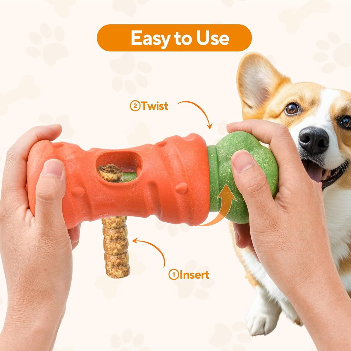 LIFLIX Cute Carrot Bully Stick Holder for Medium Large Breeds, Heavy Duty Dog Chew Holder, Safety Device to Prevent Choking - PuriLite