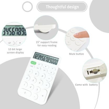 VEWINGL Mechanical Switch Calculator, 12 Digit Large LCD Display and Buttons, Great for Everyday Life and Basic Office Work, with Battery - PuriLite