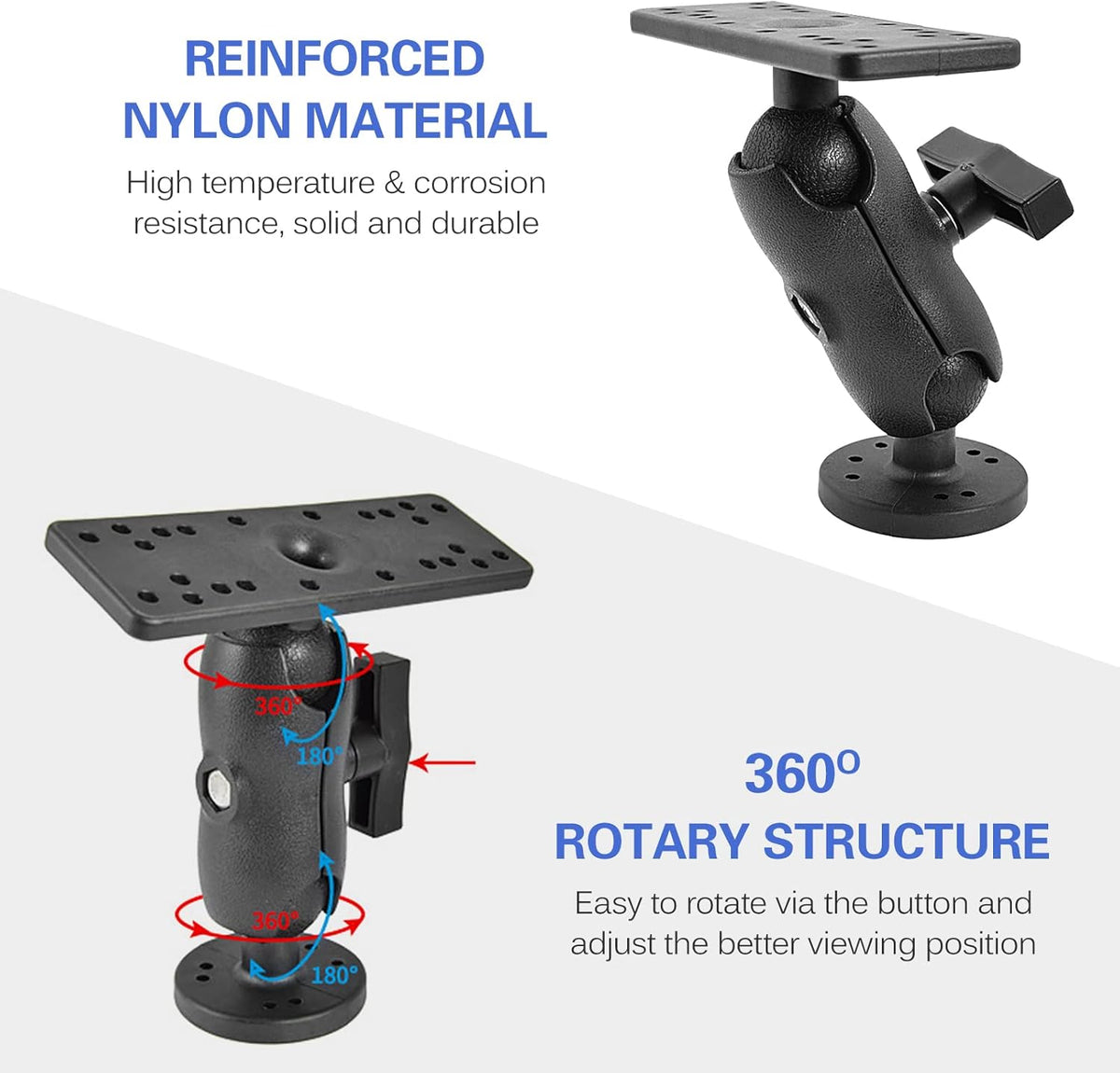 XINZY Portable Kayak Fishfinders Holder Fish Finder Ball Mount Base 360° Swivel Fish Finder Mount Fish Finder Kayak Accessory - PuriLite