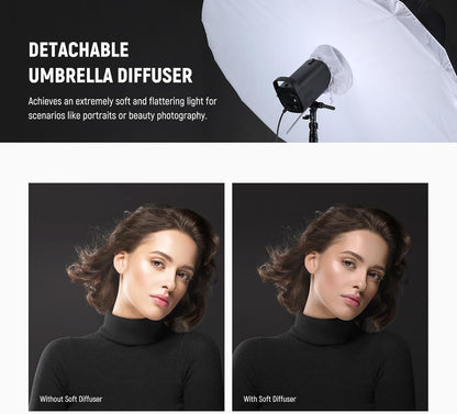 NEEWER 71"/180cm Parabolic Reflective Umbrella Photography with White Inner, Soft Lighting with Diffuser Cover, Bag, Quick Fold for Camera Photo Studio Video Light Shooting Monolight Flash, NS4U - PuriLite