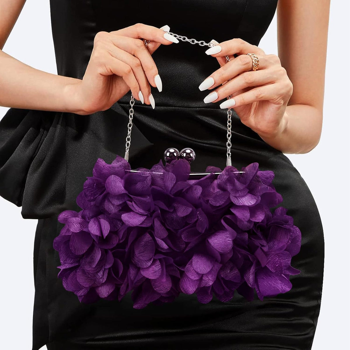 JAMBHALA Clutch Evening Handbags Floral Appliques Small Clutch Purses for Women - PuriLite