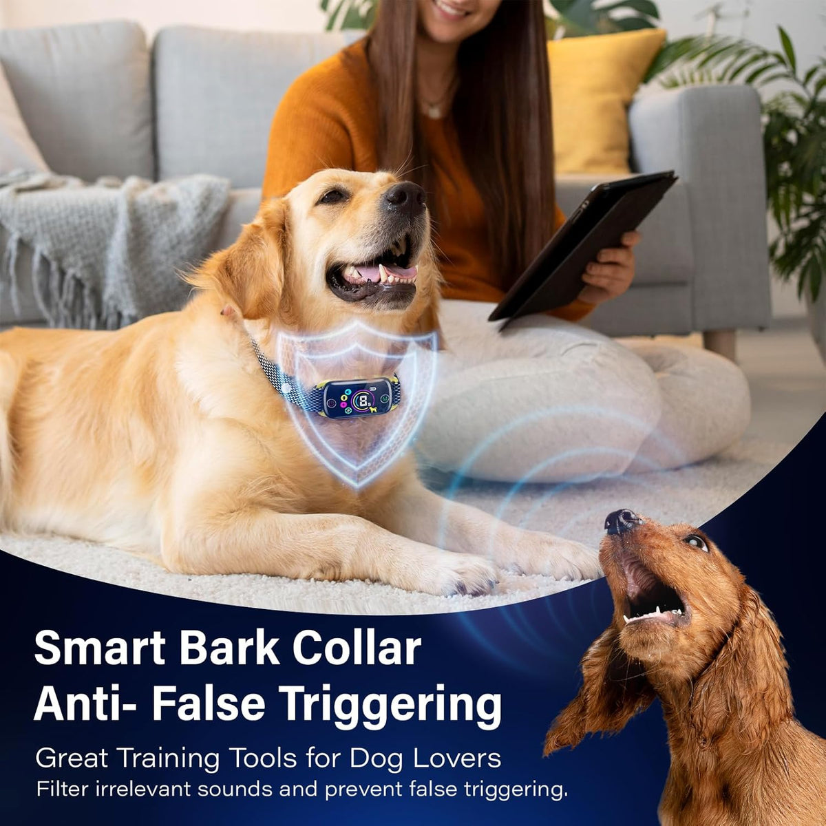 Honeynet Dog Collar, Intelligent Anti-Black Training Device, 8 Sensitivity Levels, Bip/Vibration Modes, Automatic Correction for Small Dogs - PuriLite