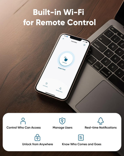 eufy Smart Lock C30, Keyless Entry Door Lock, Built-in WiFi Deadbolt, Smart Lock for Front Door, No Bridge Required, Easy Installation, App Remote Control, Auto Lock, Black - PuriLite