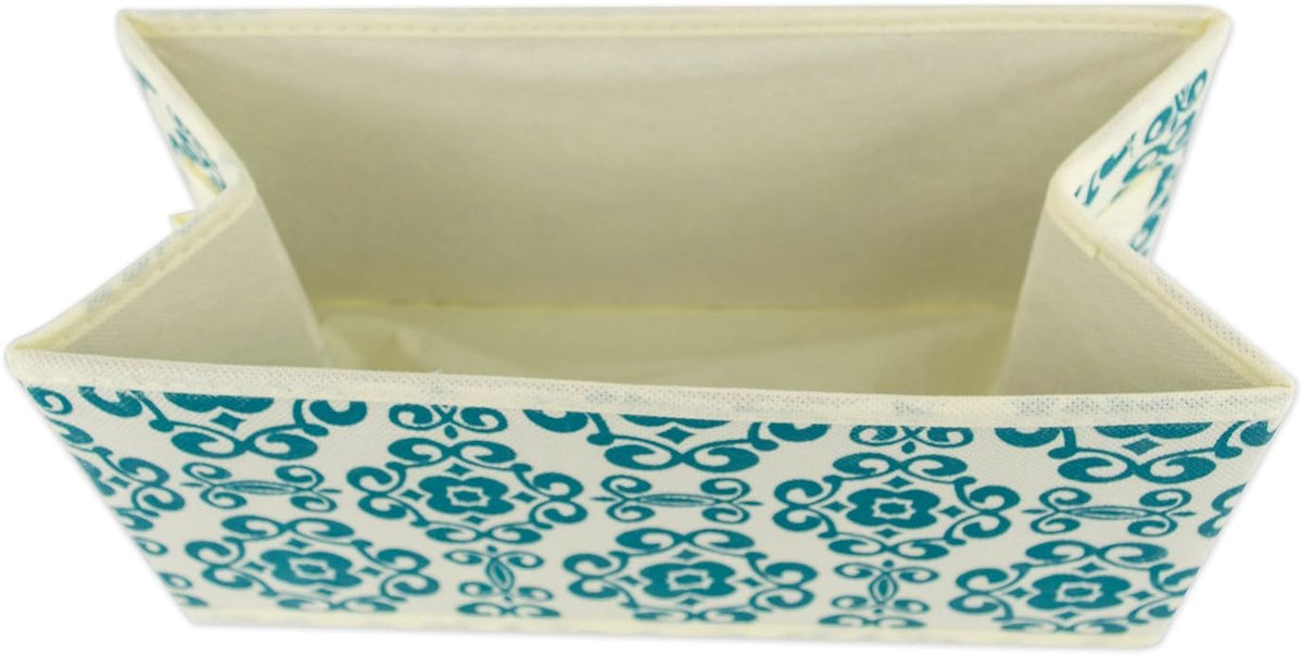 DII Foldable Fabric Storage Containers for Nurseries, Offices, Closets, Home Decor, Cube Organizers & Everyday Storage Needs, (Large - 11 x 11 x 11) Scroll Nautical Blue - Set of 2 - PuriLite
