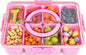 KIGITIONE Snackle Box, Pink 8 Compartments Portable Serving Tray, Divided Snackle Box Container with Lid and Handle, Snack Organizer for Fruits, Snacks, Nuts, Candy, Ideal for Party, Travel & Picnics - PuriLite