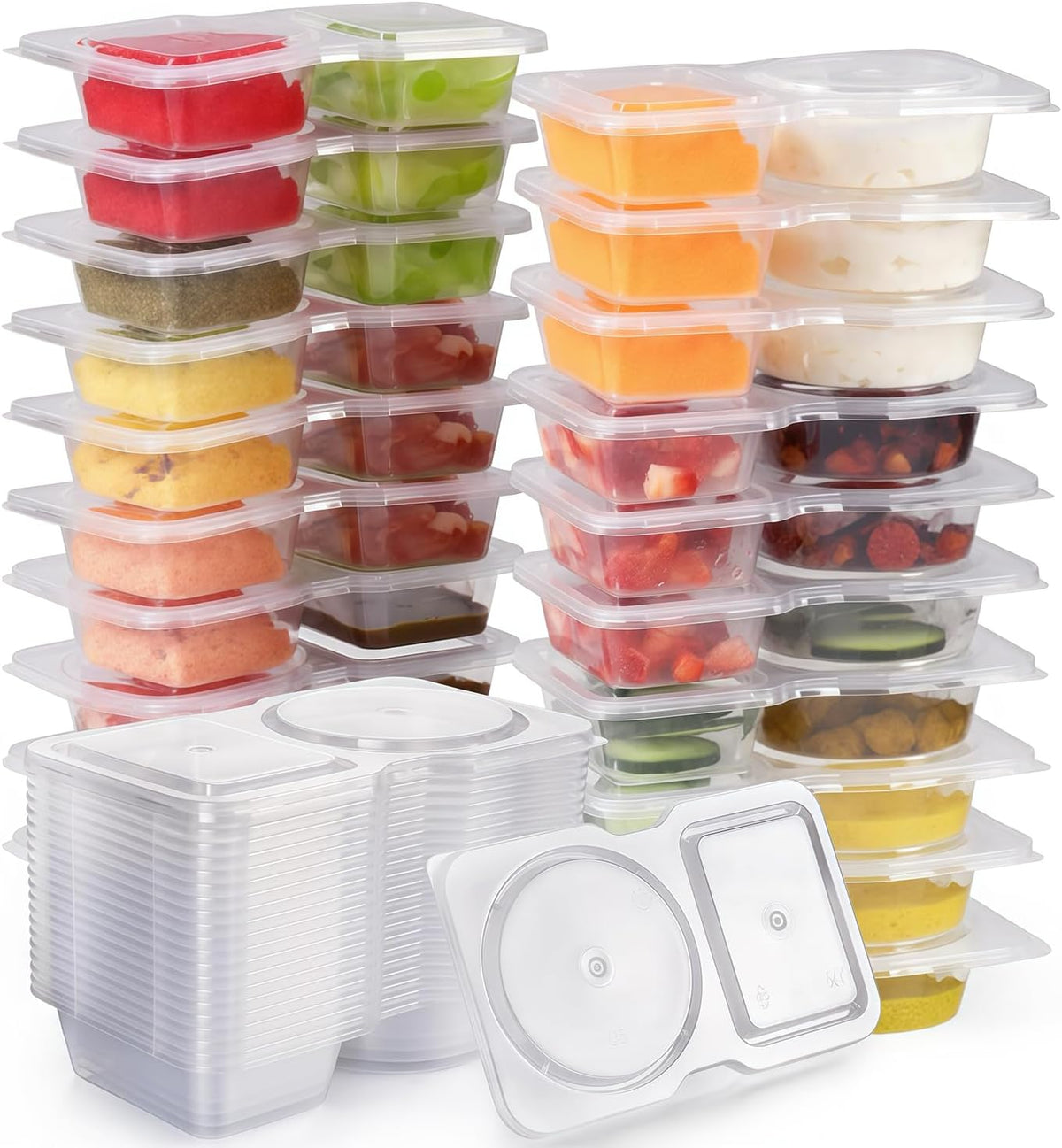 Pure Future 50-Piece Large Airtight Food Storage Containers with Lids, BPA-Free Stackable & Microwave Safe Kitchen Set for Meal Prep, Freezer Use - 25 Containers & Lids, Leakproof Design - PuriLite