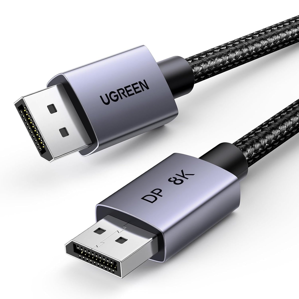 UGREEN VESA 8K DisplayPort 1.4 Cable, 8K@60Hz, 4K@144Hz, 1080P@240Hz, Support 32.4Gbps HDR, FreeSync, G-Sync, Display Port Cord Alu Braided Compatible Monitors, PC, Graphics, HDTV 6.6FT - PuriLite