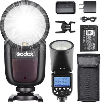 Godox V1S Professional Camera Flash Speedlite Speedlight Round Head Wireless 2.4G Fresnel Zoom Compatible with Sony Cameras for Wedding Portrait Studio Photography - PuriLite