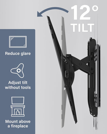 SANUS Advanced Tilt Premium Universal TV Wall Mount for 46” to 90” Flat-Panel TVs - Low Profile, Smooth Extension & Easy to Install - Model VLT6-B1 - PuriLite
