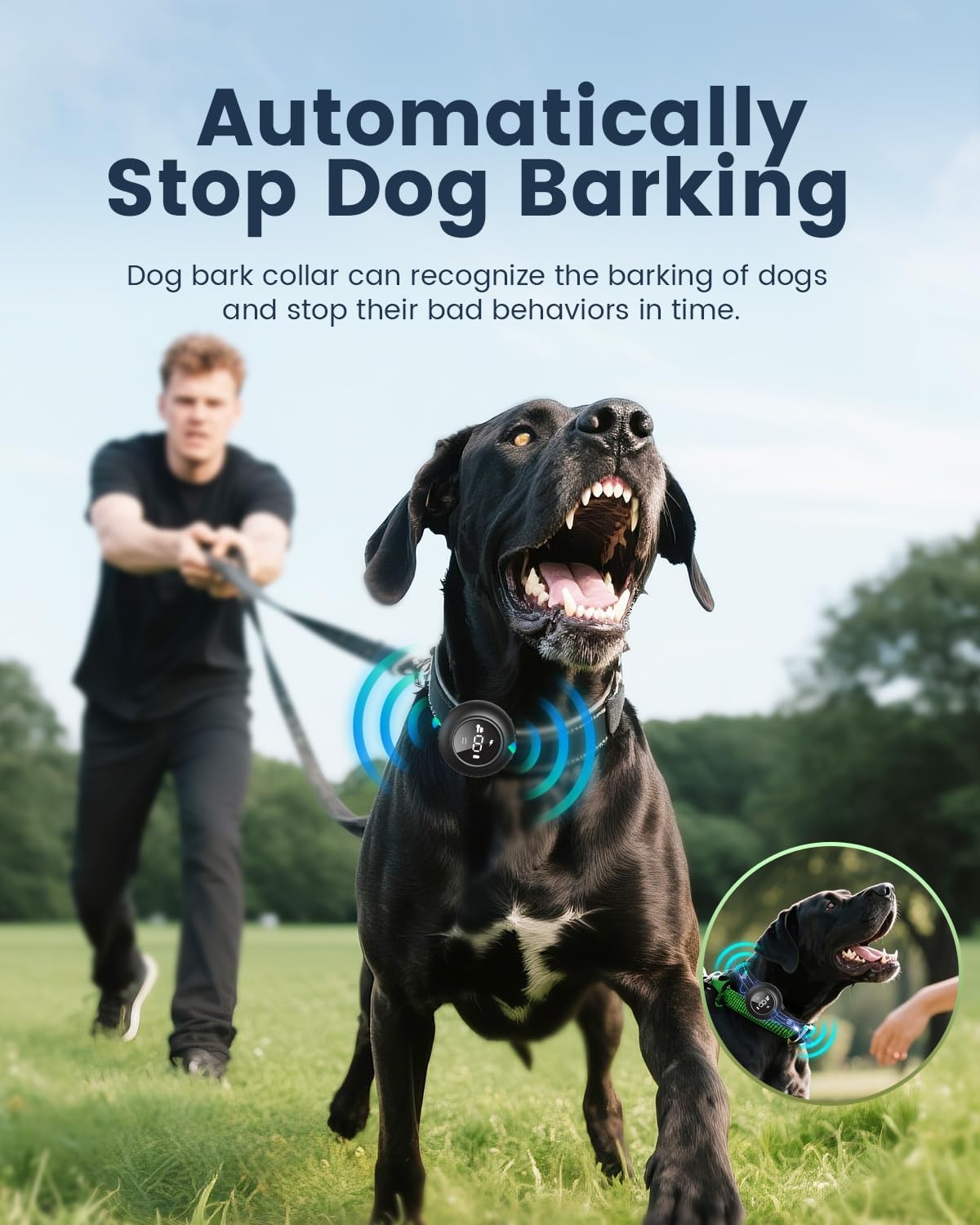 2-in-1 Dog Training Collar with Remote,Smart Anti Barking Device for Dog,Waterproof Dog Collar with 5 Adjustable Sensitivity for All Breeds,Rechargeable - PuriLite
