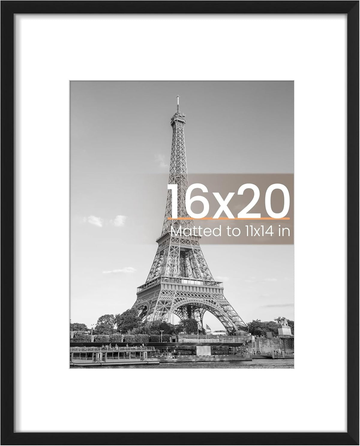 upsimples 11x14 Picture Frame, Display Pictures 8x10 with Mat or 11x14 Without Mat, Wall Hanging Photo Frames, Black - PuriLite