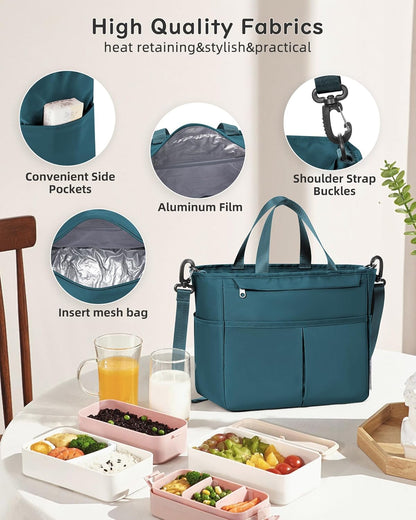 Lunch Bag Insulated Lunch Box Leakproof Lunch Tote Bags for Women Men,Portable Thermal Cooler Bag Lunch Containers with Shoulder Strap for Work, Family, Picnic, School, Outdoor,BBQ C2-Pinkpurple - PuriLite