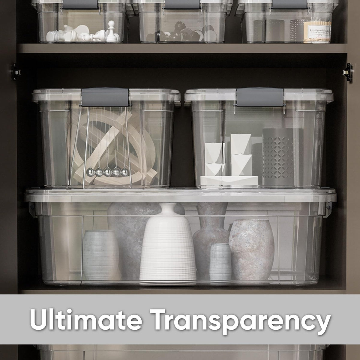 Superio Storage Bins with Lids- 3 Pack, 1.85 Qt Clear Boxes for Organizing, Stackable Plastic Containers- BPA Free, Non-Toxic, Odor Free, Organizer for Home, Office, Dorm - PuriLite