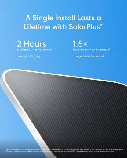 eufy Security SoloCam S340, Solar Security Camera, Wireless Outdoor Camera, 360° Surveillance, No Blind Spots, 2.4 GHz Wi-Fi, No Monthly Fee, HomeBase S380 Compatible - PuriLite