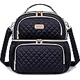 Everfun Womens Lunch Box Two Compartments Insulated Lunch Tote Bag Large Leakproof Soft Cooler for Work Picnic Travel, Black - PuriLite