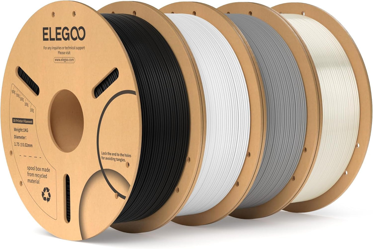 ELEGOO PLA Filament 1.75mm Black 1KG,3D Printer Filament Dimensional Accuracy +/- 0.02mm,1kg Cardboard Spool(2.2lbs) 3D Printing Filament Fits for Most FDM 3D Printers - PuriLite