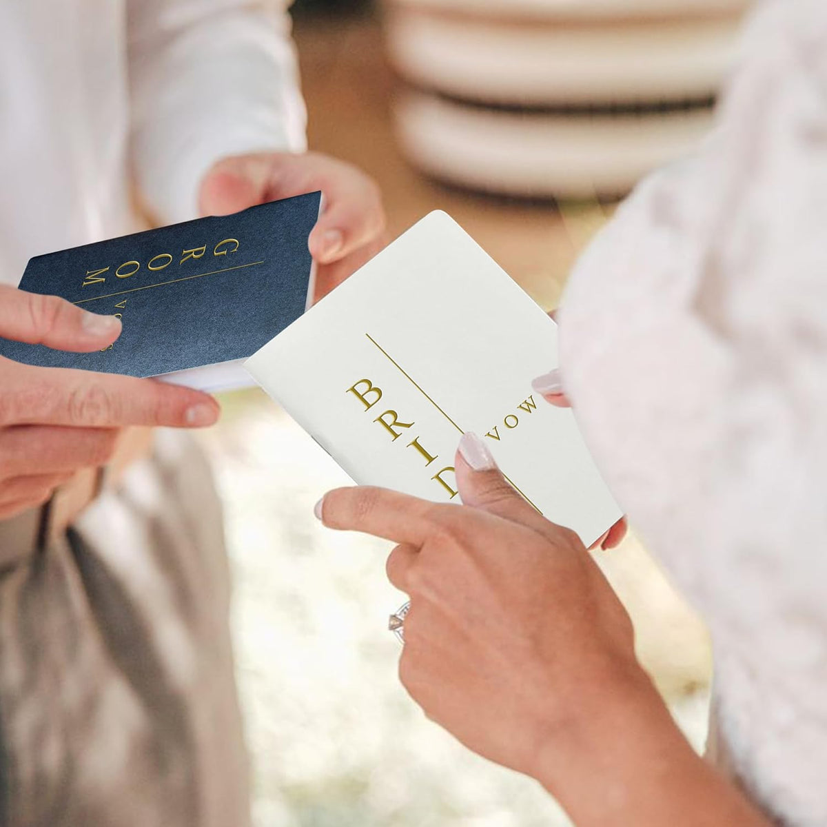 WeddingGiftsWedding Vow Books His and Hers Soft Touch Gold Foil Engraving Vow Books Wedding Essentials Wedding Accessories(TR-HH-Black) - PuriLite