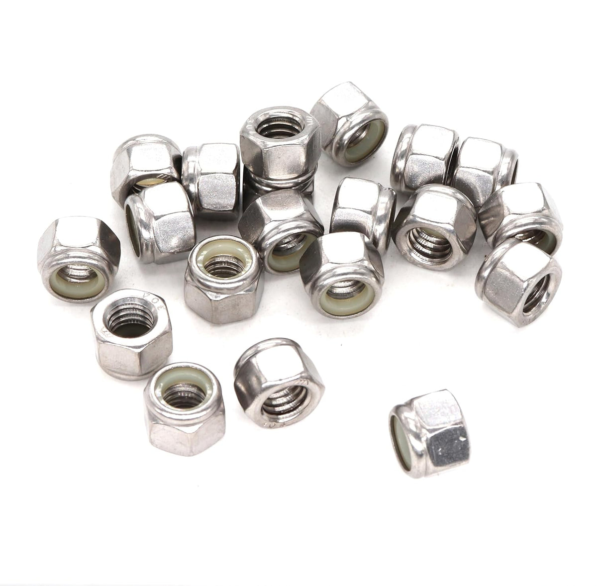 binifiMux 50pcs 1/4-20 Nylon Inserted Self Locking Nuts 304 Stainless Steel - PuriLite