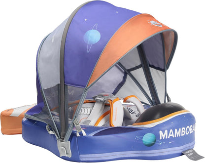 Mambobaby Baby Swim Float with Canopy, Non-Inflatable Solid Baby Float, Upgrade Soft Skin-Friendly Material Infant Swim Float - PuriLite