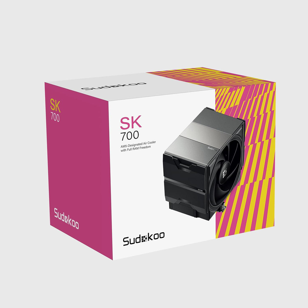 Sudokoo SK700 White AM5 CPU Cooler : 7 Heatpipes CPU Air Cooler for AM5 Exclusive - Single Tower PC Cooling with 120mm FDB PWM Quiet Fan & L-Rail Lock Mount - PuriLite