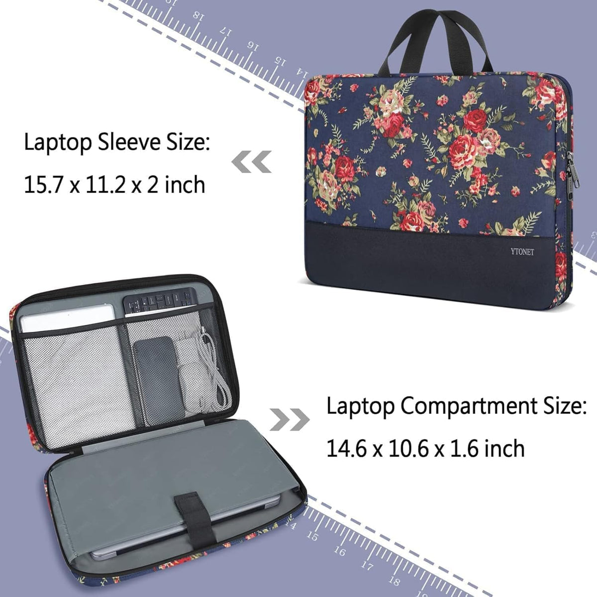 Ytonet Laptop Sleeve, 15.6 inch TSA Laptop Bag Laptop Case Water Resistant Computer Carrying Bag Compatible for Lenovo, HP, Dell, Asus Notebook, Gifts for Men Women, Grey - PuriLite