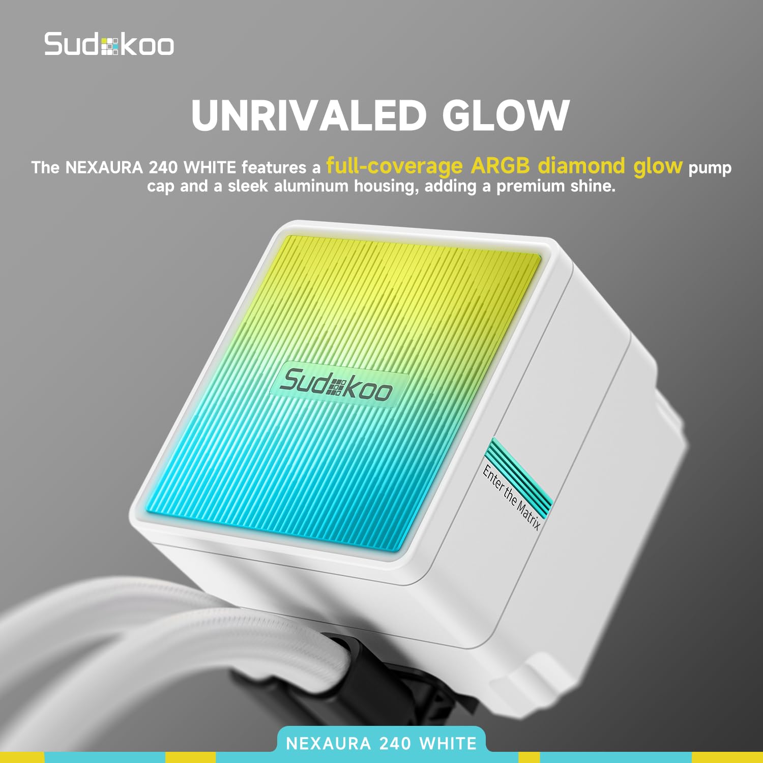 Sudokoo NEXAURA 240 Liquid CPU Cooler: 240mm AIO CPU Cooler with PWM Pump & ARGB Pump Head - Water Cooling with FDB Fans for Intel LGA 1851/1700/1200/115X AMD AM5/AM4 - Black - PuriLite