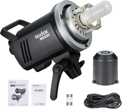 Godox MS200 200WS 2.4G Wireless X System Studio Flash,5600±200k Color Temperature,0.1-1.8S Recycle Time,Using Godox X1 Trigger & XT16 Transmitter or xpro and x2 Trigger to remotely Control - PuriLite