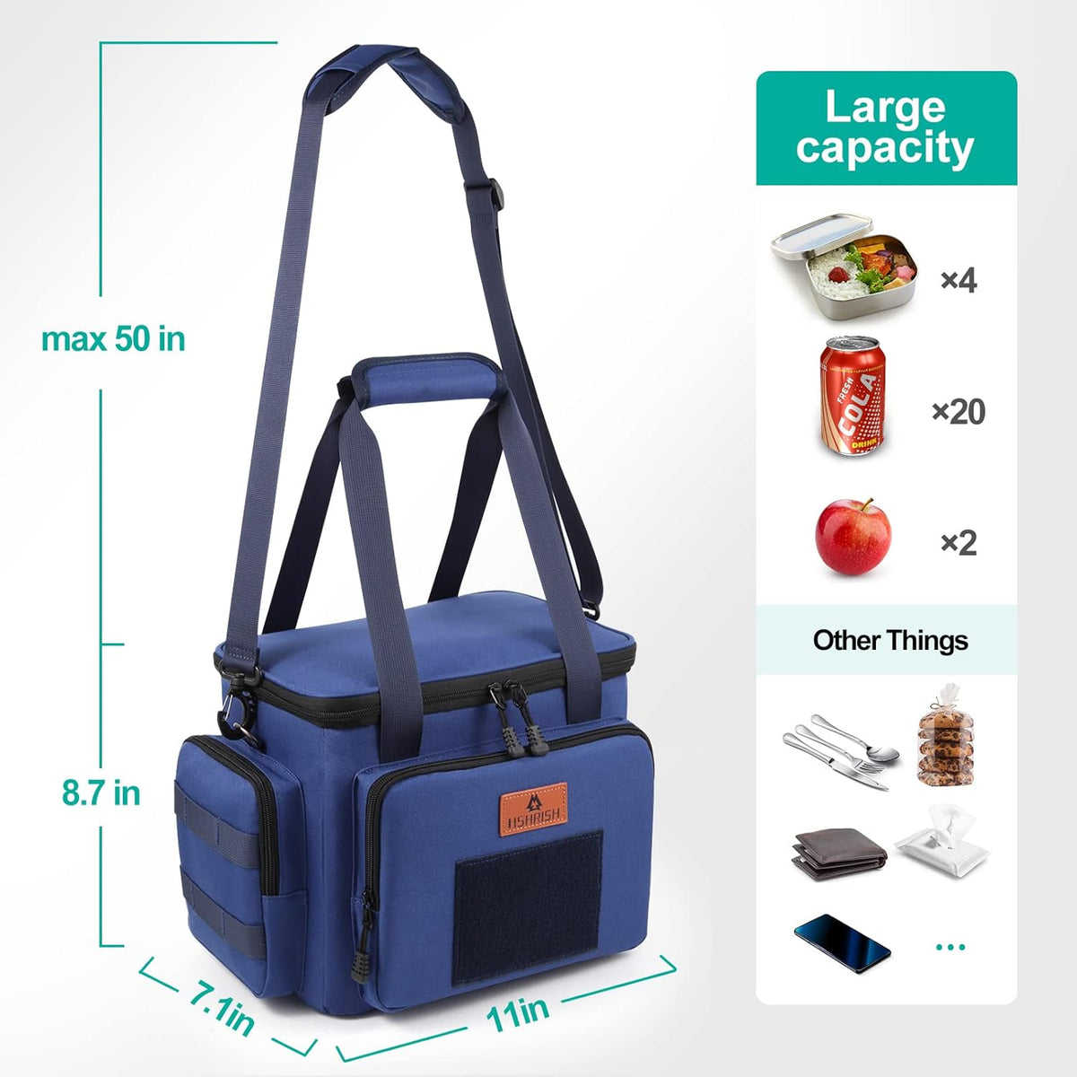 HSHRISH Tactical Large Lunch Bag for Men,Leakproof Insulated Lunch Box, Durable Soft Cooler Bag with Shoulder Strap Lunch Pail for Work Shifts Outdoor - PuriLite